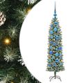 vidaXL Umelý chudý vianočný strom Zelená a biela 120 cm