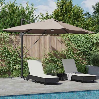 vidaXL Slnečník 351 x 250 x 253 cm Polyester a hliník Sivohnedá