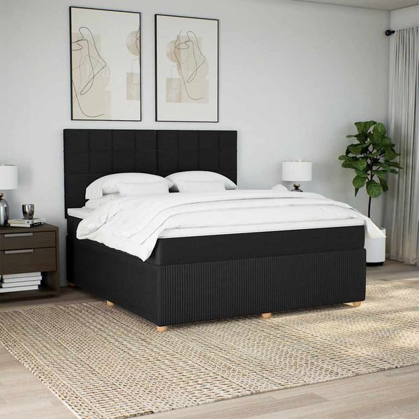 vidaXL Posteľný rám boxspring s matracom čierny 180x200 cm látka