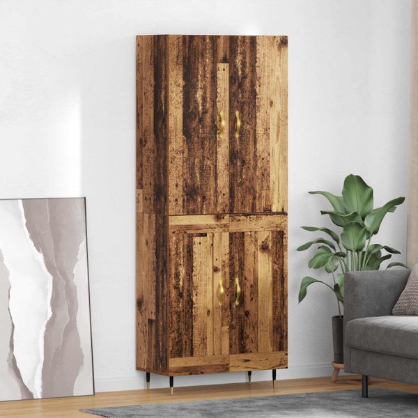 vidaXL Highboard Staré drevo 69,5 x 34 x 180 cm Kompozitné drevo