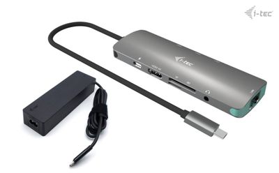 i-tec USB-C Metal Nano Docking Station 4K HDMI LAN, Power Delivery 100 W + Charger 100 W (bundle)