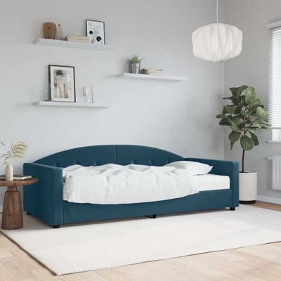 vidaXL Denná posteľ s matracom modrá 90x200 cm zamat