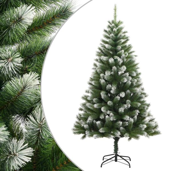 vidaXL Umelý výklopný vianočný stromček so snehovými vločkami 150 cm