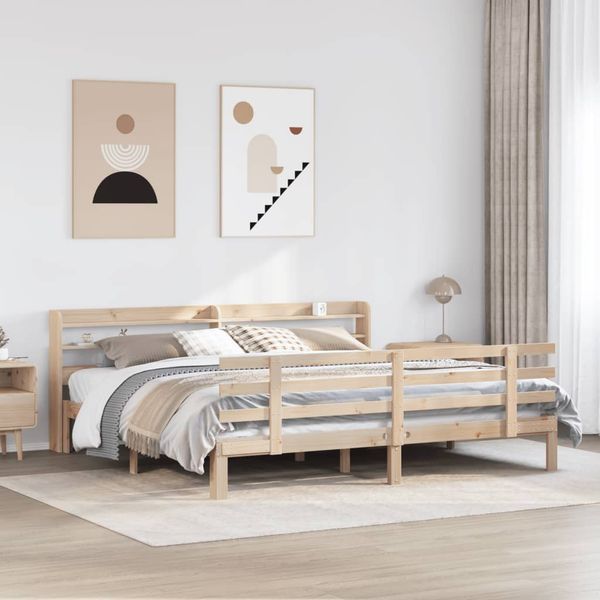 vidaXL Posteľný rám s čelom 180x200 cm borovicový masív