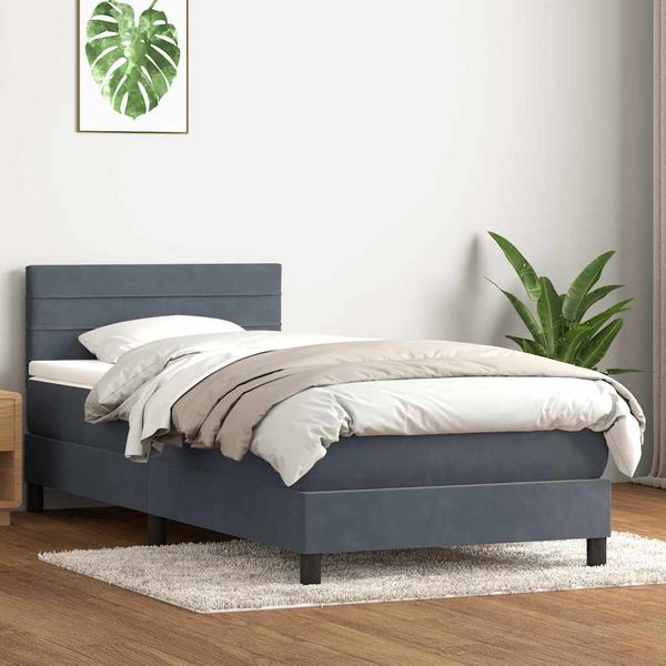 vidaXL Box Spring Posteľ s matracom Tmavosivá 100x220 cm Zamat