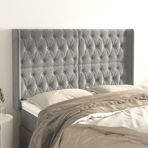 vidaXL Čelo postele so záhybmi bledosivé 163x16x118/128 cm zamat