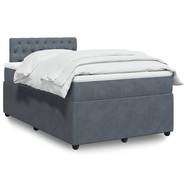 vidaXL Boxspring posteľ s matracom, tmavosivá 120x190 cm, zamat