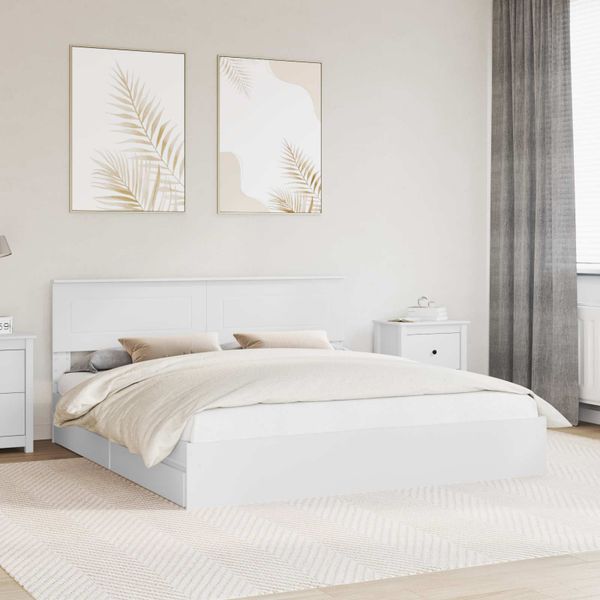 vidaXL Úložná posteľ so zásuvkou Biela 180 x 200 cm Kompozitné drevo