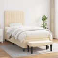 vidaXL Posteľný rám boxspring s matracom krémový 90x190 cm látka