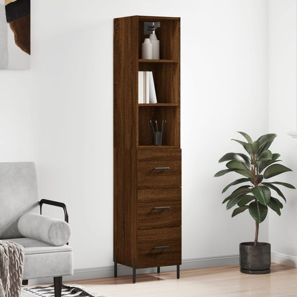 vidaXL Vysoká skrinka hnedý dub 34,5x34x180 cm spracované drevo