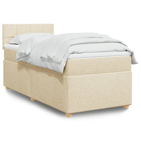 vidaXL Posteľný rám boxsping s matracom krémový 90x200 cm látka