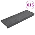vidaXL Schodové rohože 15 ks 65x21x4 cm tmavošedé s obdĺžnikovým okrajom