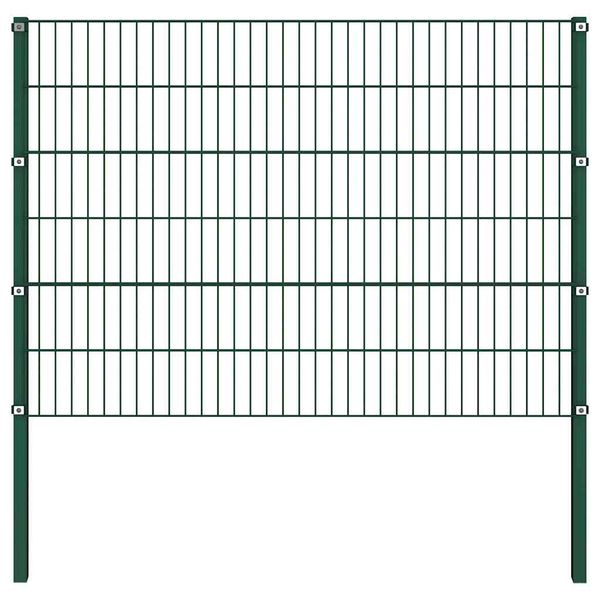 vidaXL Plotový panel so stĺpikmi, železný 176,5x120 cm, zelený