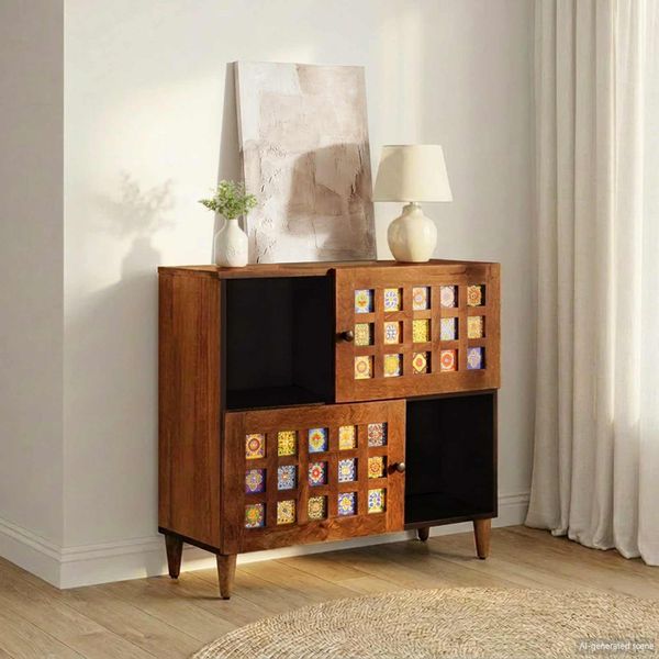 vidaXL Servírovacia skriňa Orech 80 x 33 x 75 cm Masívne mango drevo