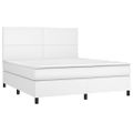 vidaXL Boxspring posteľ s matracom biela 180x200 cm umelá koža