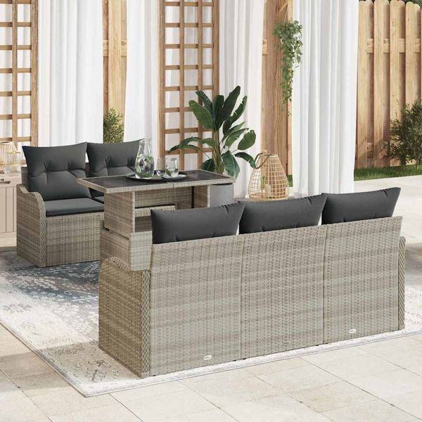 vidaXL Súprava záhradných pohoviek 6 pcs Svetlosivá Poly Ratan