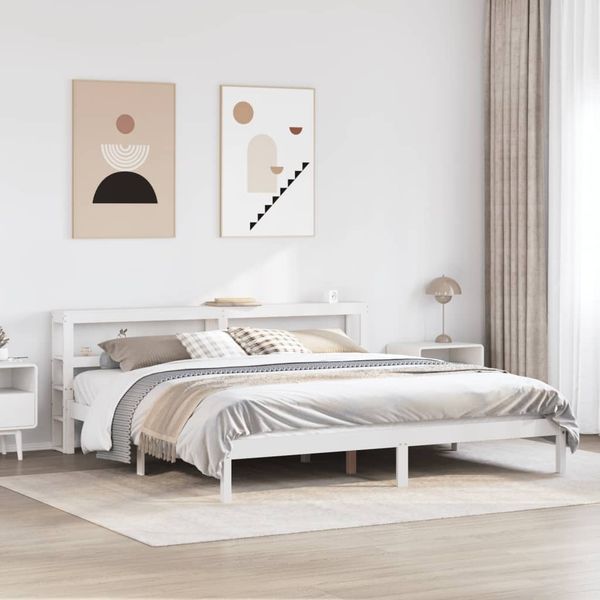 vidaXL Posteľ bez matraca biela 200x200 cm masívna borovica