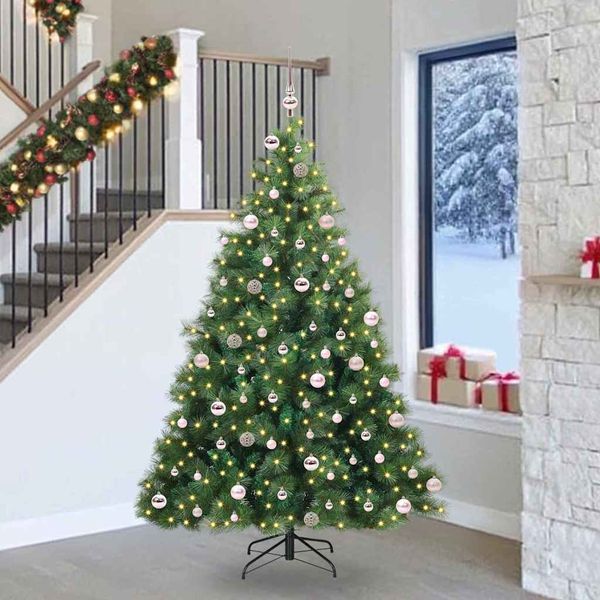 vidaXL Umelý vianočný stromček s 300 LED-i Zelená 240 cm PE a PVC