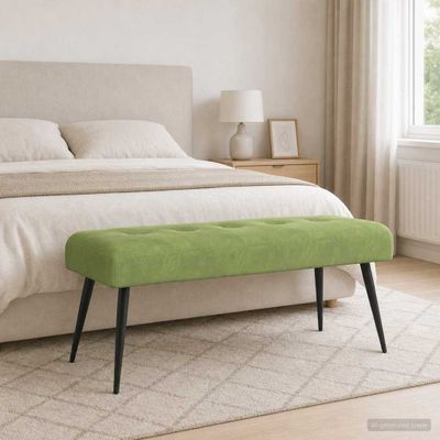 vidaXL Lavica s gombíkovým prešívaním Svetlo zelená 110 x 40 x 46 cm