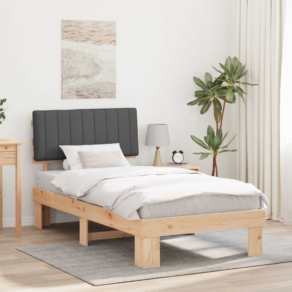 vidaXL Rám postele s čalúneným čelom Tmavo šedá 100 x 200 cm