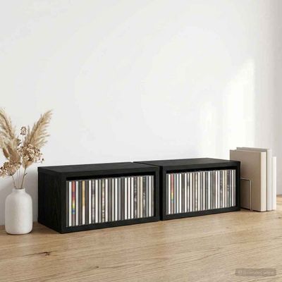 vidaXL Roh na skladovanie CD 2 ks Čierny dub 40 x 17 x 17 cm