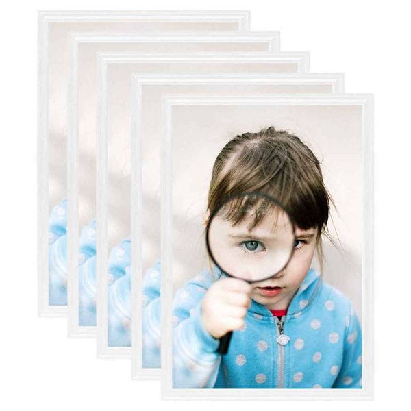 vidaXL Fotorámiky na stôl, koláž 5 ks, biele 15x21 cm, MDF