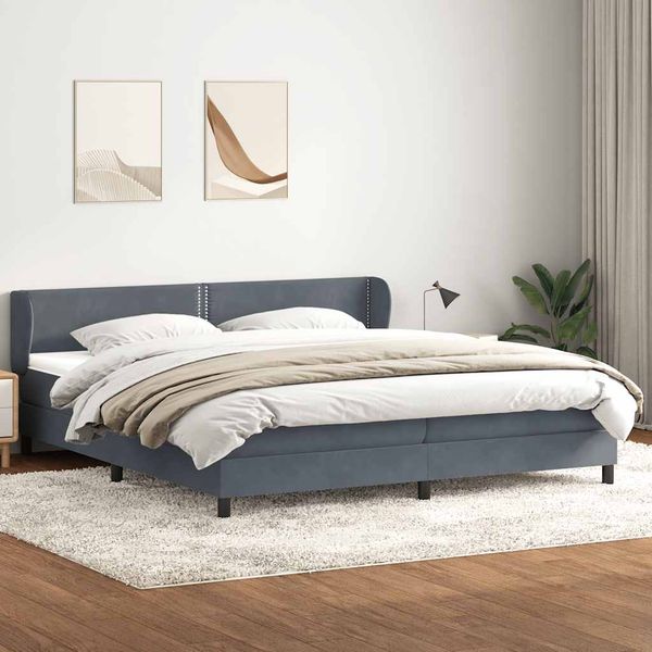 vidaXL Posteľný rám boxsping s matracmi tmavosivá 180x220 cm zamat