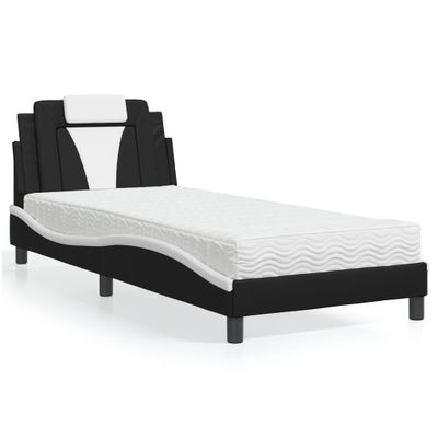 vidaXL Posteľ Viana s matracom čierno-biela 80x200 cm umelá koža