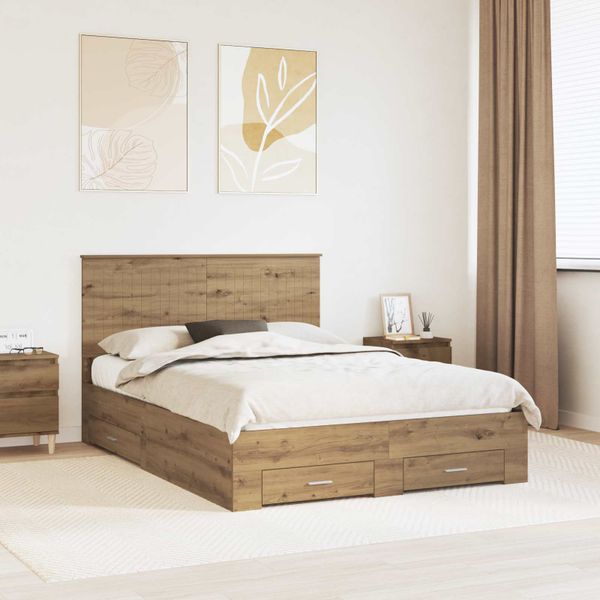 vidaXL Rám postele Remeselný dub 140 x 190 cm Kompozitné drevo