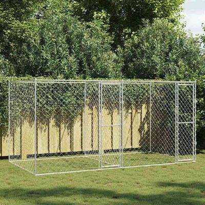 vidaXL Klietka pre psa Strieborná 400 x 200 x 200 cm Pozinkovaná oceľ