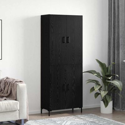 vidaXL Highboard Čierny dub 69,5 x 34 x 180 cm Kompozitné drevo