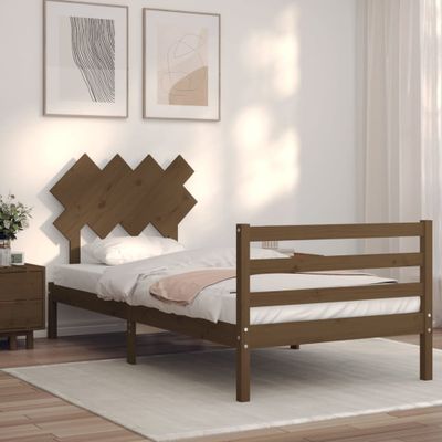 vidaXL Rám postele s čelom medovohnedý 100x200 cm masívne drevo