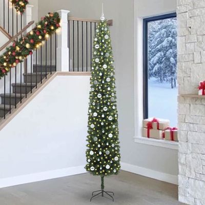 vidaXL Umelý vianočný stromček Zelená 270 cm PVC, oceľ a plast