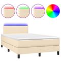 vidaXL Posteľ boxsping s matracom a LED krémová 120x200 cm látka