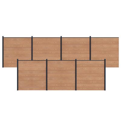vidaXL Súprava plotov 7 pcs 1218 x 186 cm WPC a hliník Hnedá