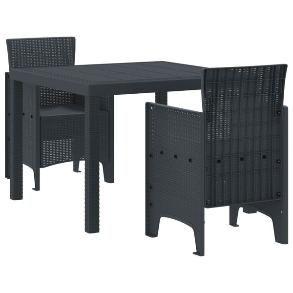 vidaXL Záhradný jedálenský set 3 pcs Antracit Polypropylén