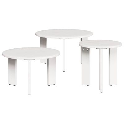 vidaXL Konferenčný stolík 3 pcs Biela Borovicový masív