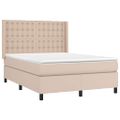 vidaXL Boxspring posteľ s matracom kapučínová 140x190 cm umelá koža