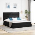 vidaXL Postel s úložným prostorem a matrací Čierna 160 x 200 cm Zamat