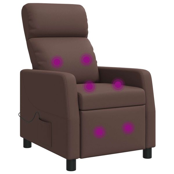 vidaXL Masážne relaxačné kreslo Hnedá Umelá koža