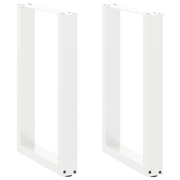 vidaXL Nohy k jedálenskému stolu v tvare U, 2 ks, biele, 50 x (72-73) cm, oceľové