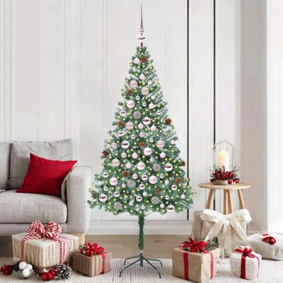 vidaXL Umelý vianočný stromček s 300 LED-i Zelená 180 cm PVC a oceľ