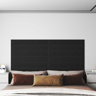 vidaXL Nástenný čelník 12 pcs 90 x 15 cm Čierna látka
