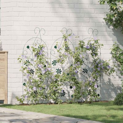vidaXL Záhradný plot 3 pcs Zelená 112 x 39,5 cm Oceľ