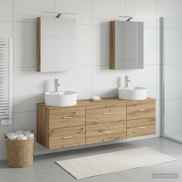 vidaXL Sada kúpeľňového nábytku 5 pcs Dub artisan