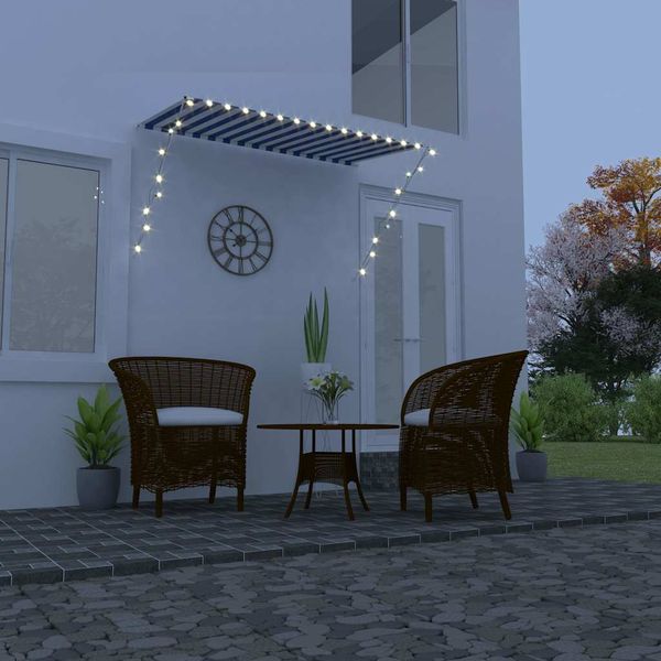 vidaXL Zaťahovacia markíza s LED 250x150 cm modro-biela
