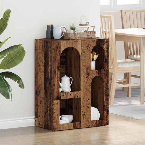 vidaXL Servírovacia skriňa ELST Staré drevo 59 x 35 x 80.5 cm