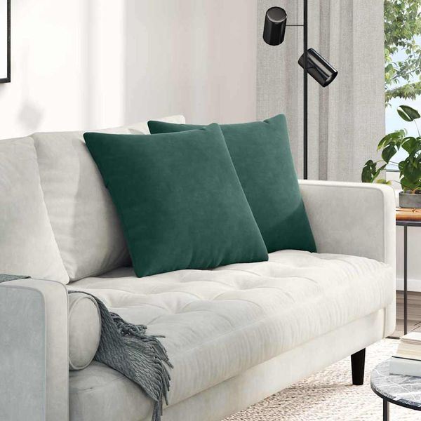 vidaXL Vankúše na pohovku 2 pcs Tmavozelená 50 x 50 cm