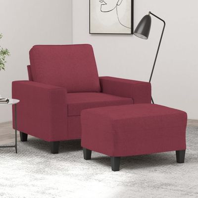 vidaXL Kreslo s podnožkou vínovo-červené 60 cm látka