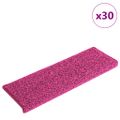 vidaXL Schodové rohože 30 ks 65x21x4 cm ružové s obdĺžnikovým okrajom